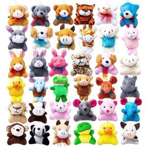 36 Pack Mini Animal Plush Toy Assortment (36 Units 3" Each),Bulk Stuffed Animals